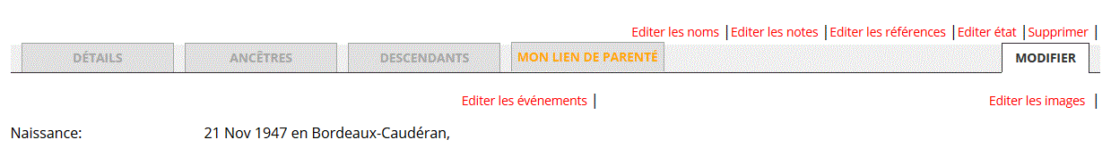 modifier fiche genealogique